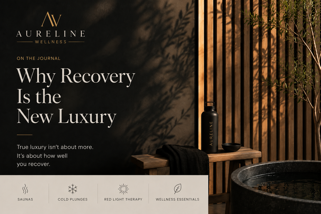 Woman relaxing at home with a cedar sauna and cold plunge in a calm wellness space