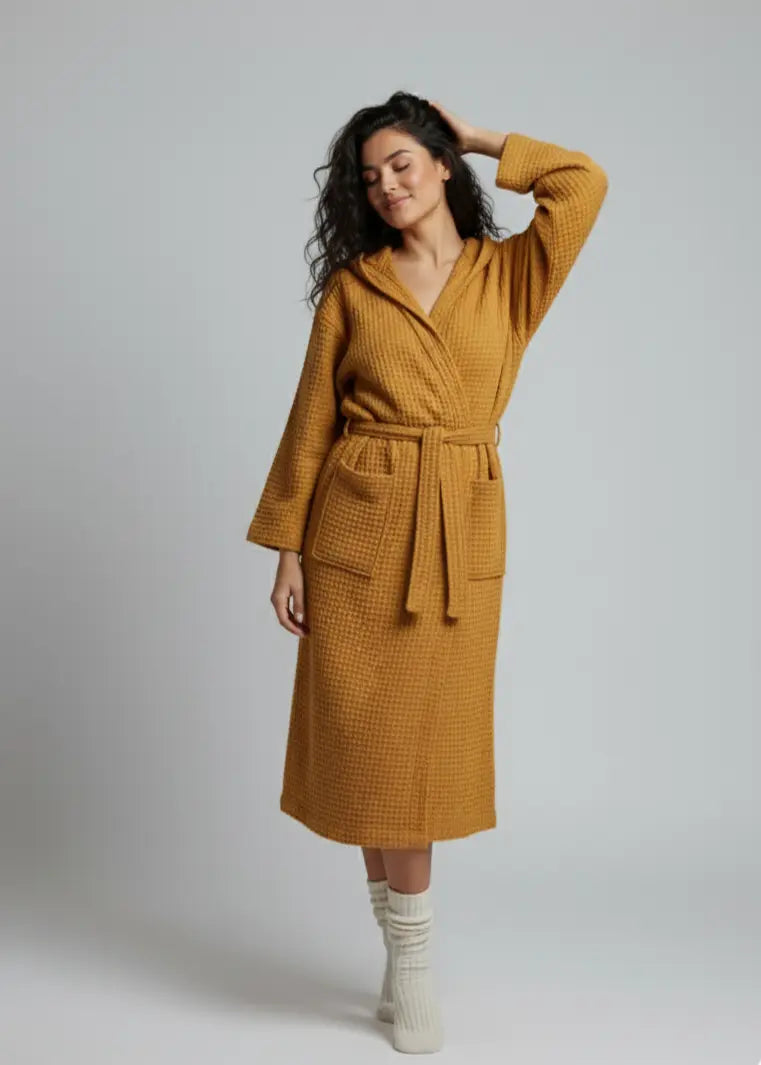 Organic Turkish Cotton Robe for Spa Comfort – Aureline Wellness