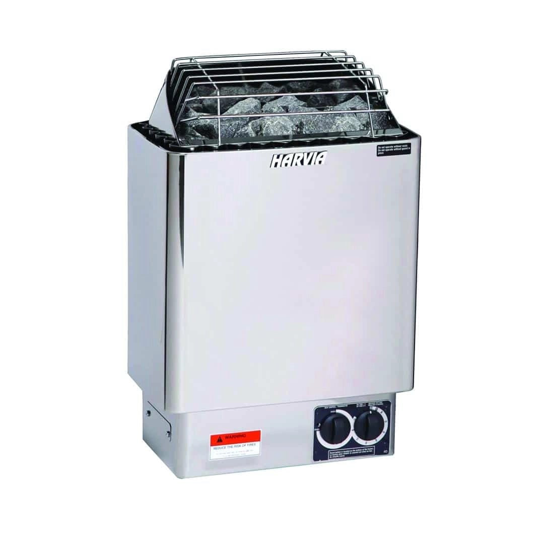 Electric sauna heater designed for the Auris One outdoor cedar sauna