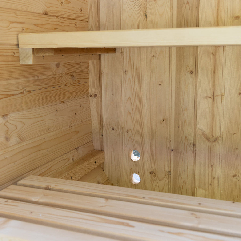 Cedar sauna bench seating designed for modern wellness and relaxation