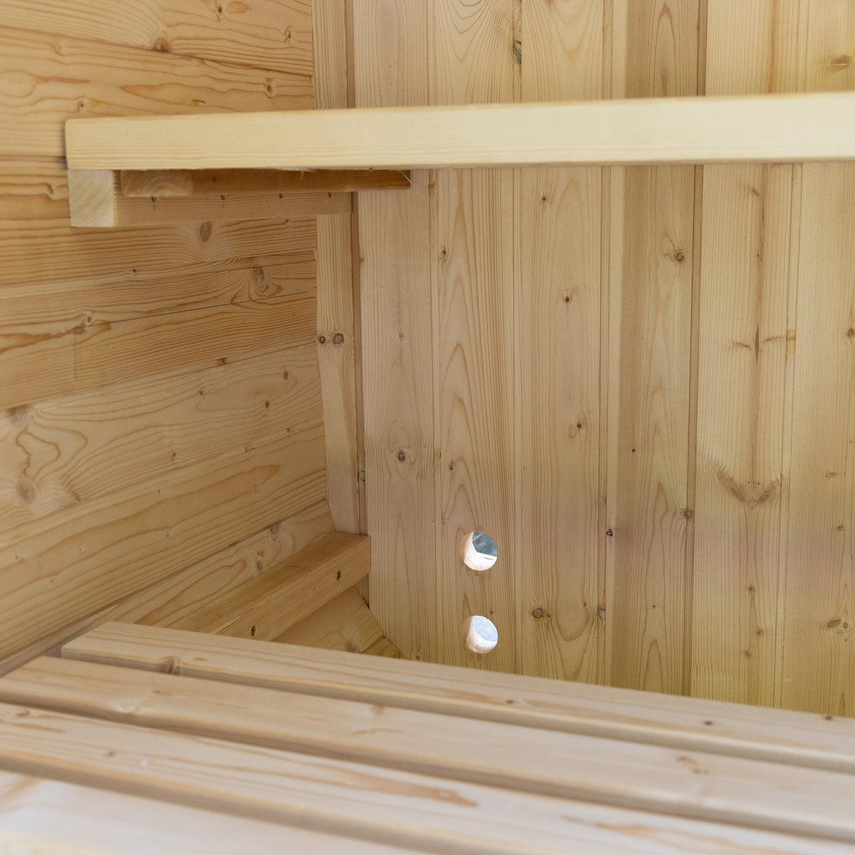 Cedar sauna bench seating designed for modern wellness and relaxation