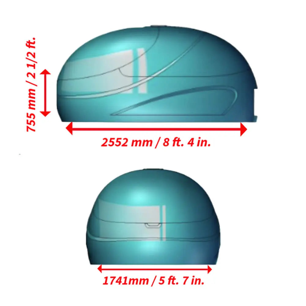 Dreampod V2 flotation tank dimensions and product specifications diagram