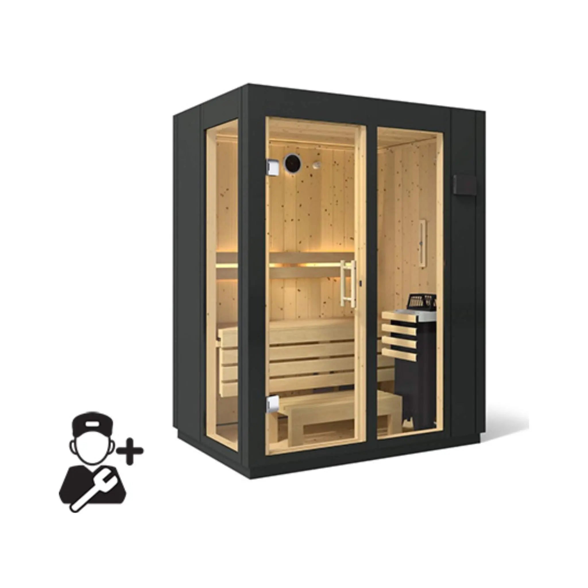 Kohler C1 Indoor Graphite Gray Freestanding Alcove Design Sauna Kit (SAK93182) Kohler