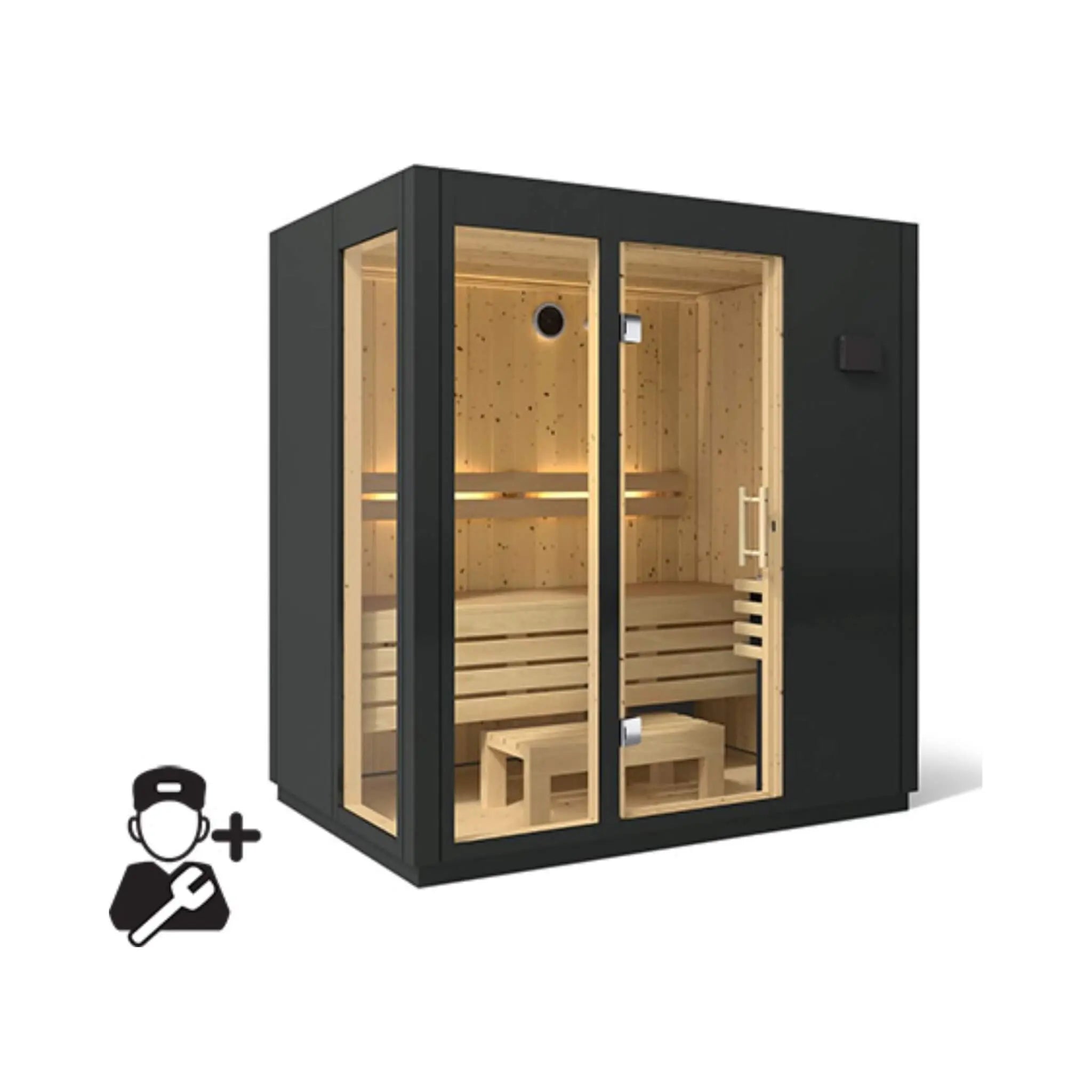 Kohler C1 Indoor Graphite Gray Freestanding Alcove Design Sauna Kit (SAK93182) Kohler