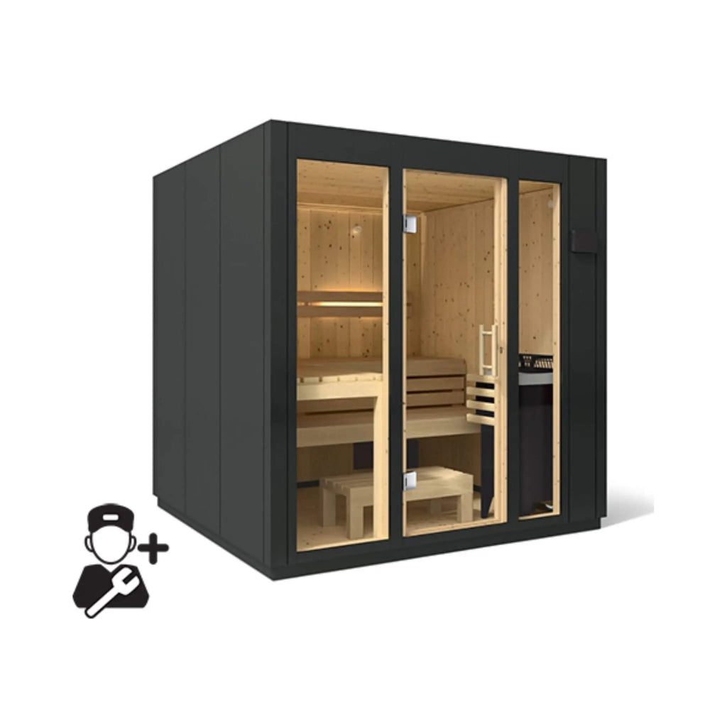 Kohler C1 Indoor Graphite Gray Freestanding Alcove Design Sauna Kit (SAK93182) Kohler