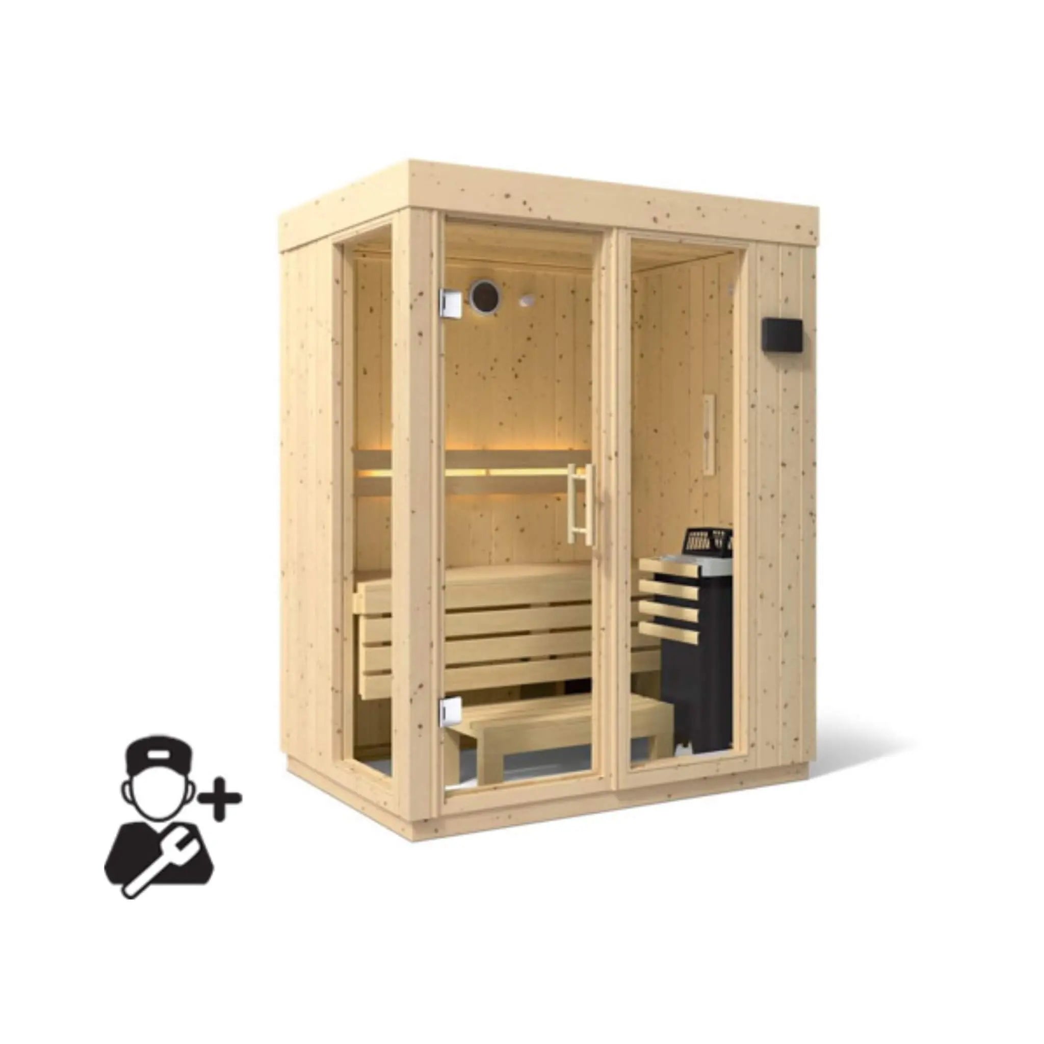 Kohler C1 Luxury Indoor Scandinavian Spruce Home Sauna Kit (SAK60418) Kohler