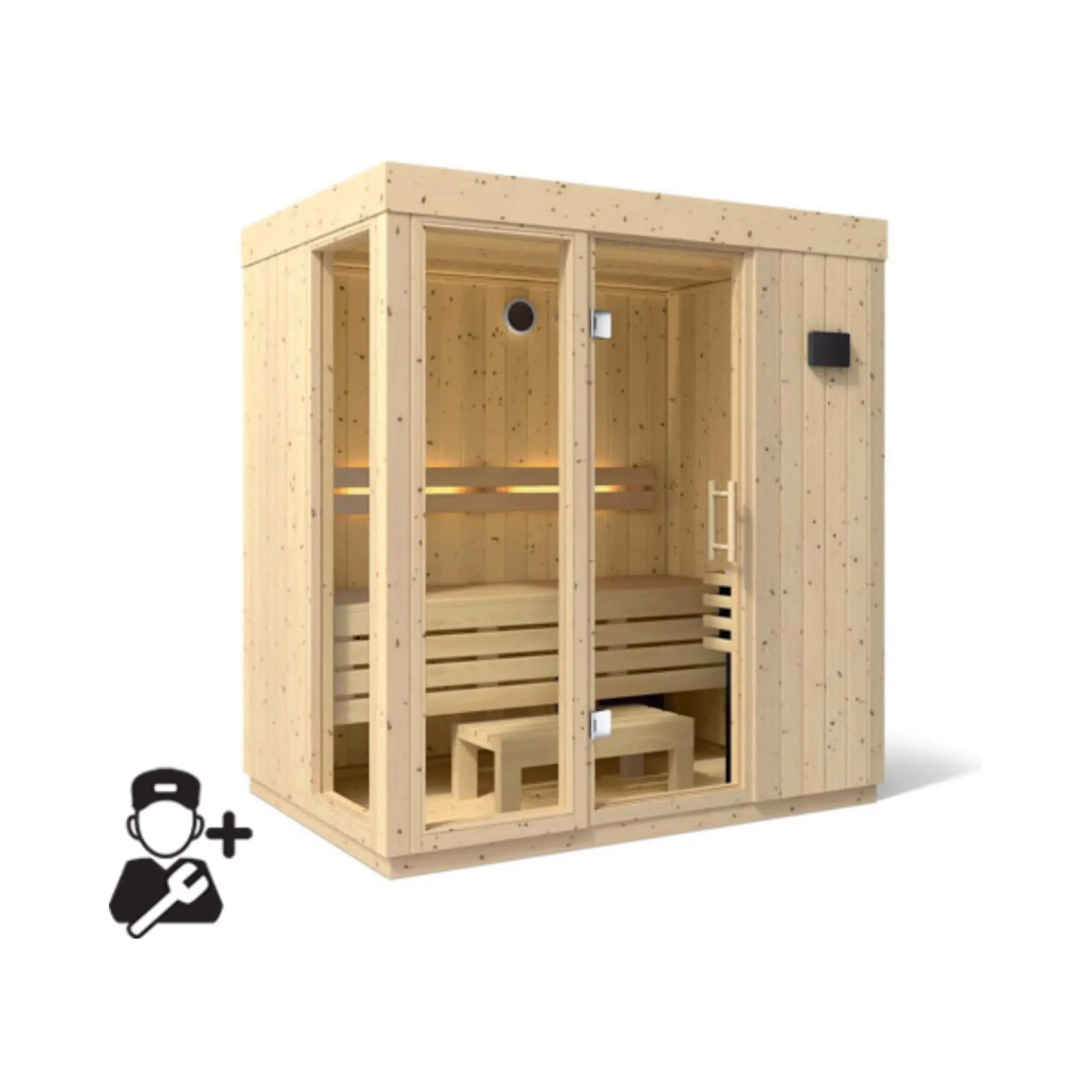 Kohler C1 Luxury Indoor Scandinavian Spruce Home Sauna Kit (SAK60418) Kohler