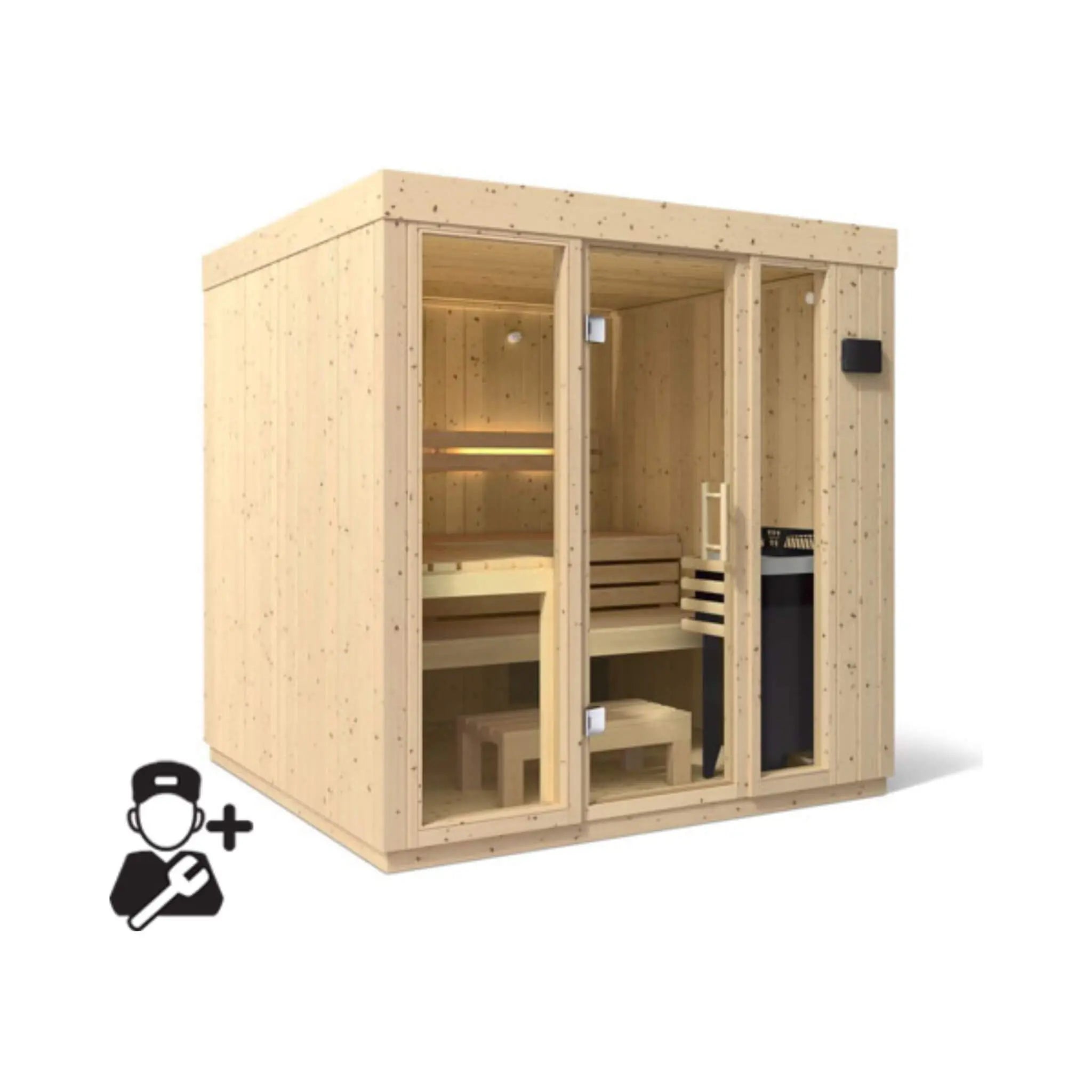 Kohler C1 Luxury Indoor Scandinavian Spruce Home Sauna Kit (SAK60418) Kohler