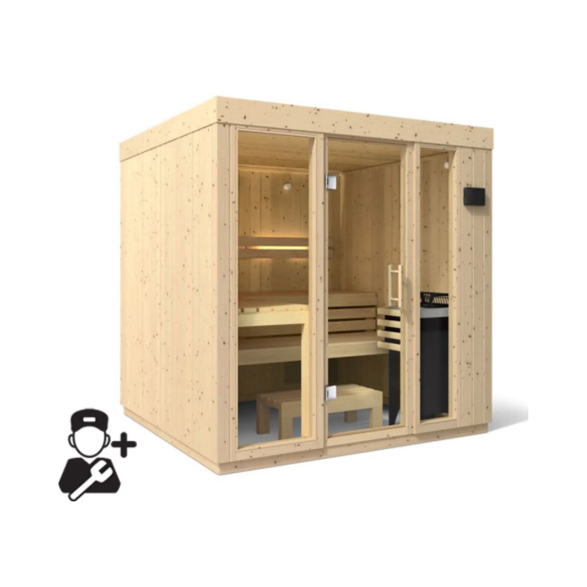 Kohler C1 Luxury Indoor Scandinavian Spruce Home Sauna Kit (SAK60418) Kohler