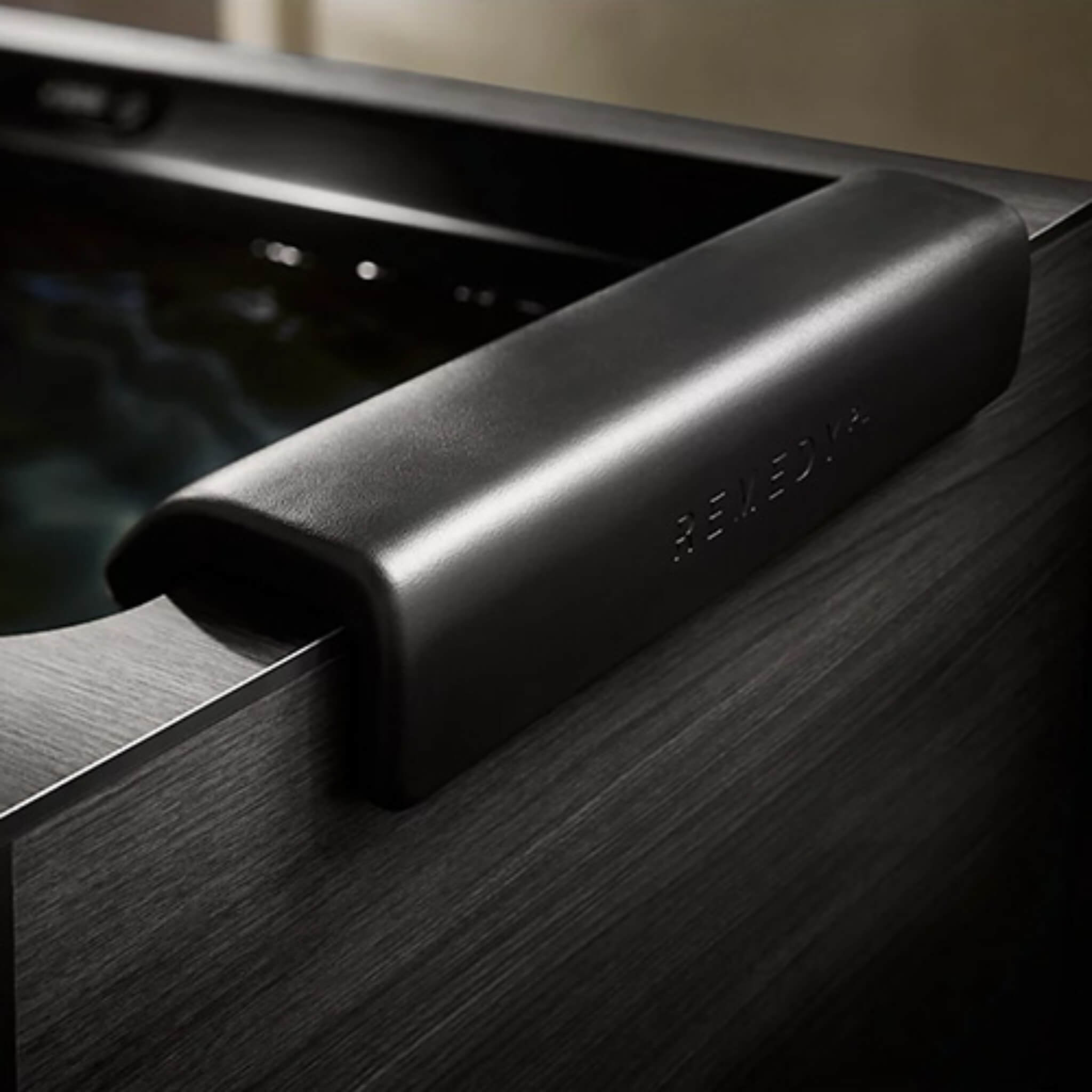 Cushioned waterproof headrest on the Kohler x Remedy Place Ice Bath designed for comfort during cold plunges and warm soaks