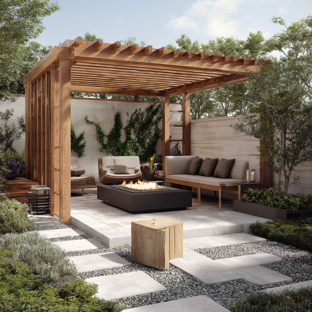 Luxury outdoor living space with modern wellness retreat design