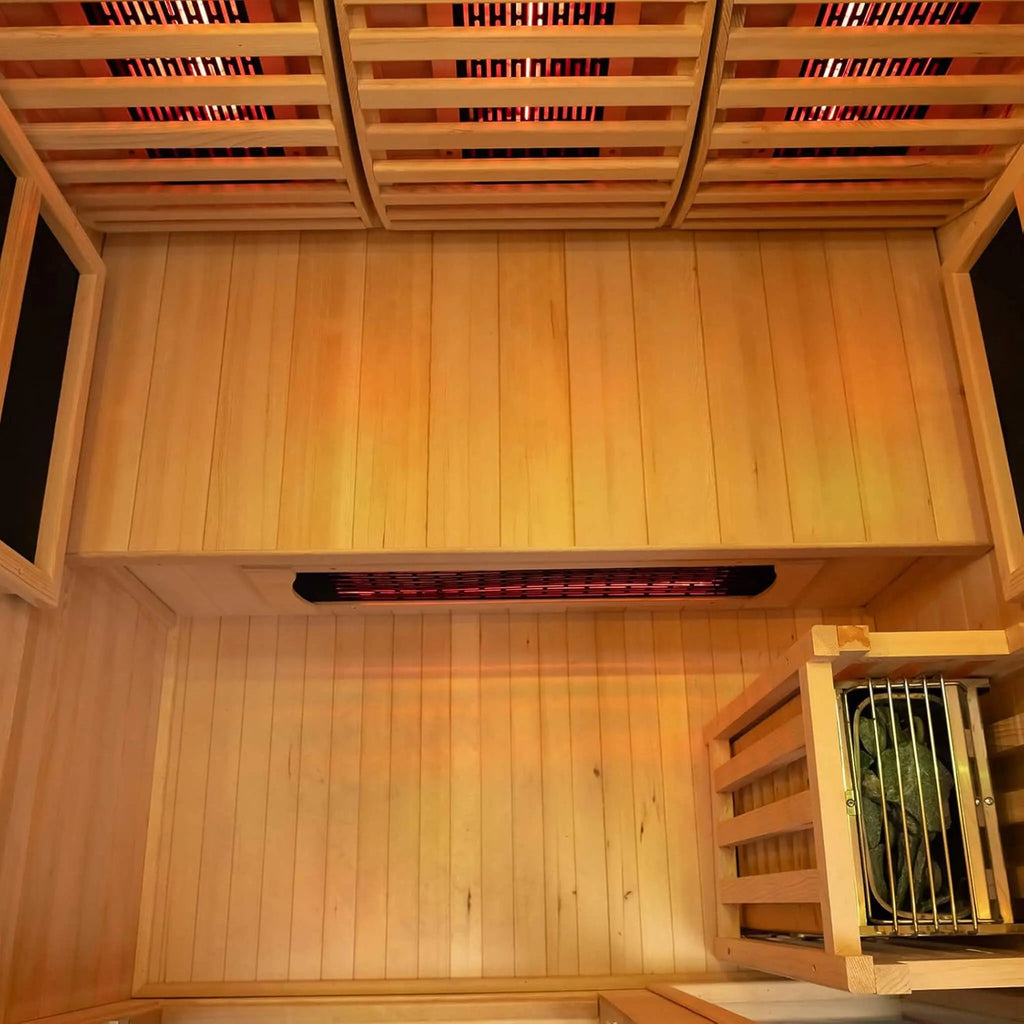 Rövia Luma sauna interior, top-down view