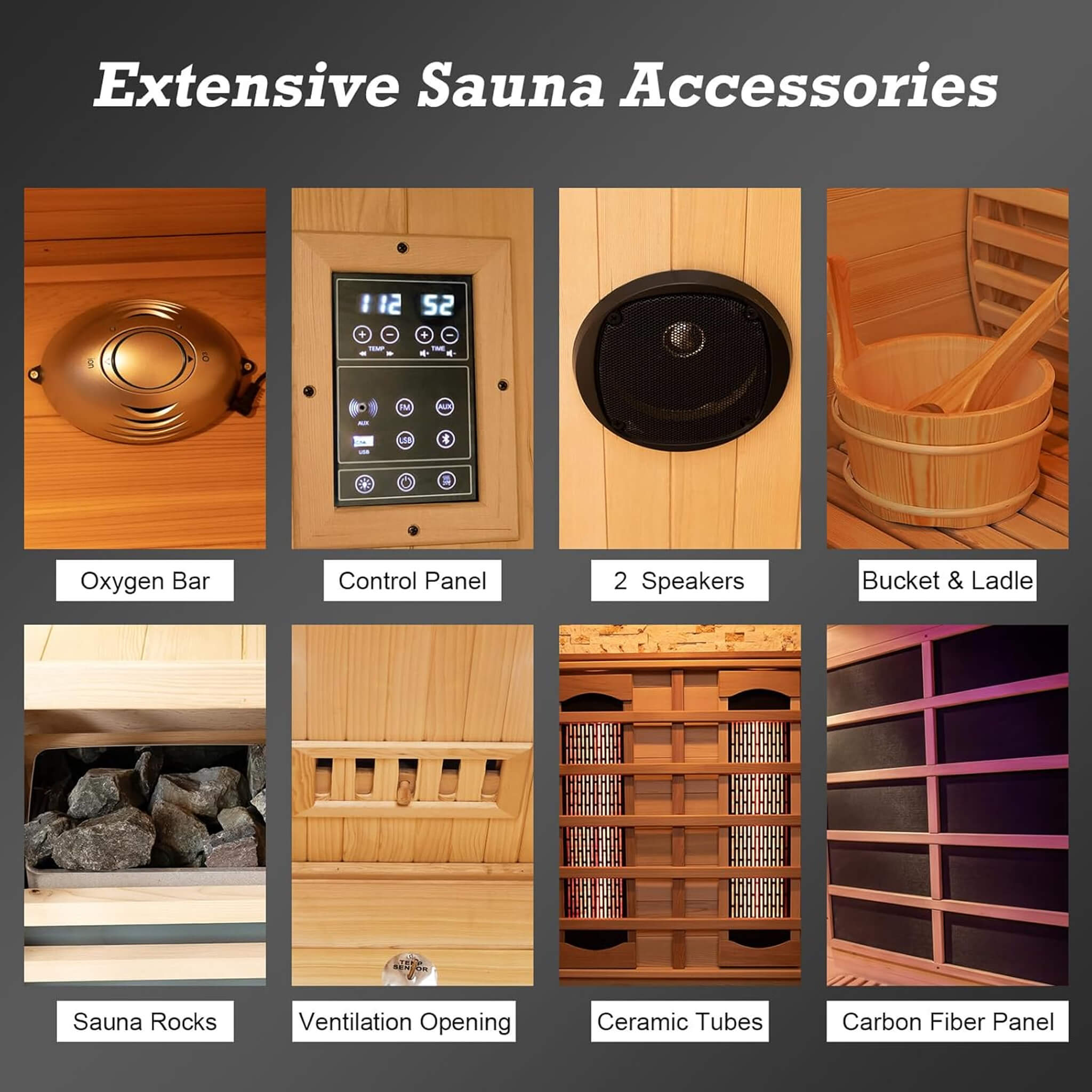 Rövia Aurora hybrid sauna included accessories