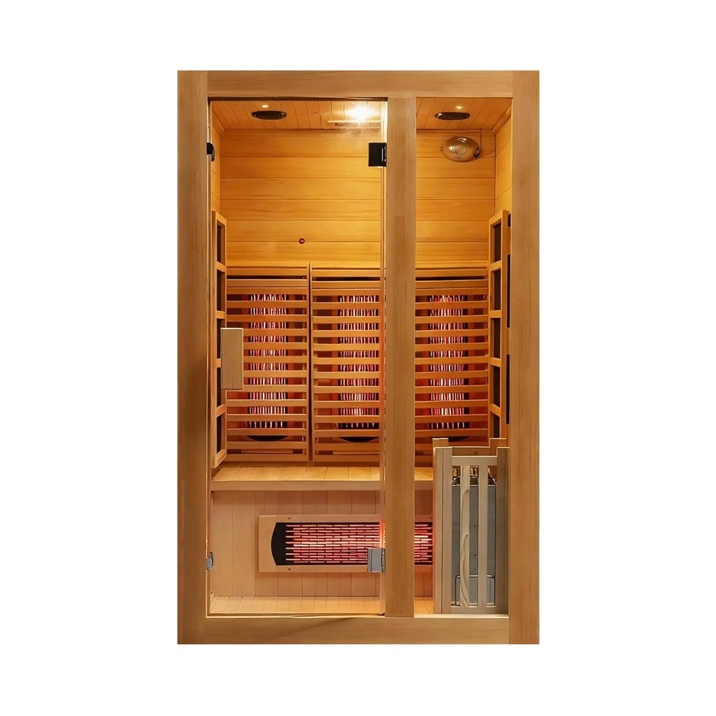 Rövia Luma 2-person infrared and steam sauna, front view