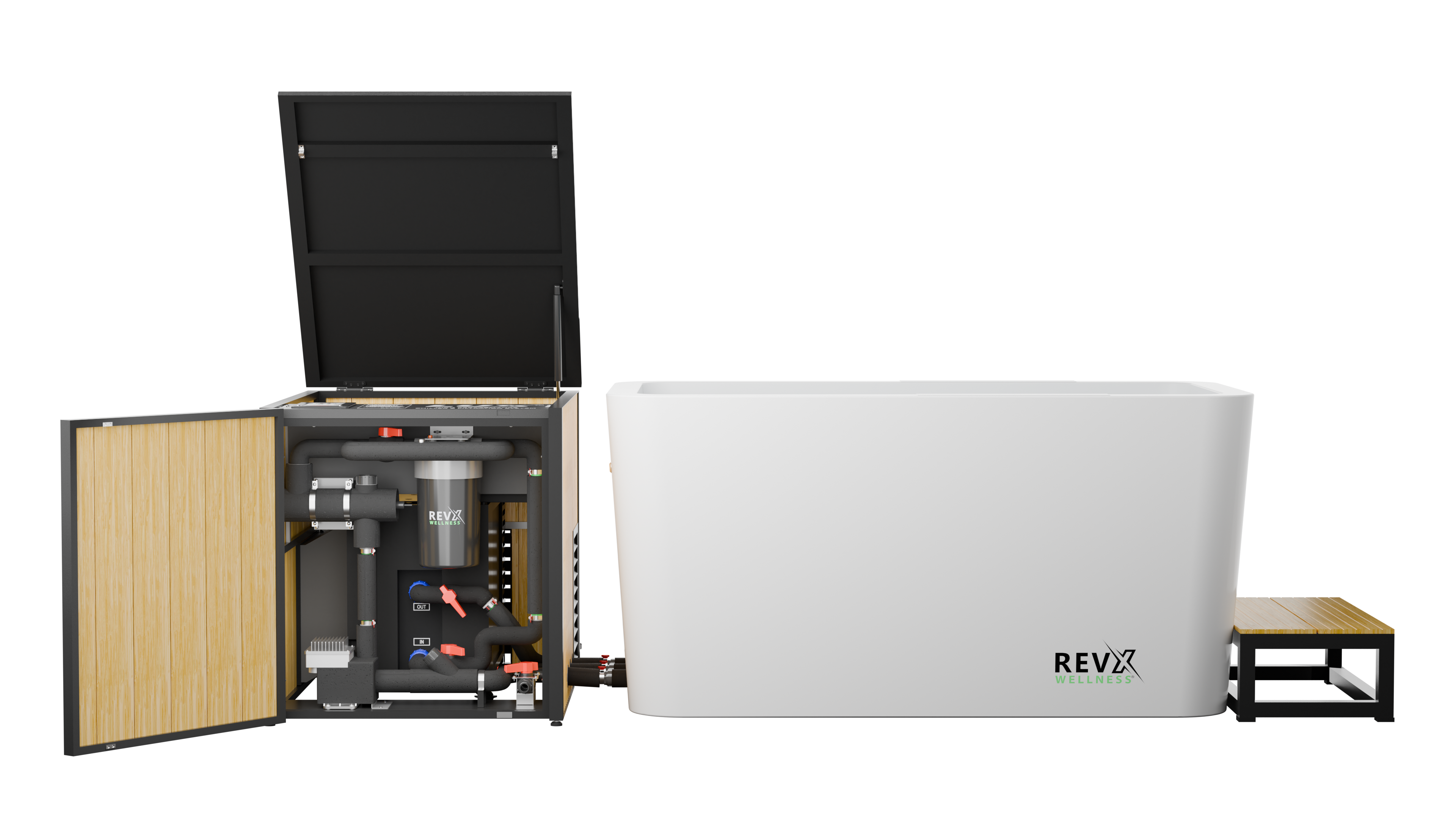 RevX X Tub Acrylic Cold Plunge + LUX Chiller & Filtration System