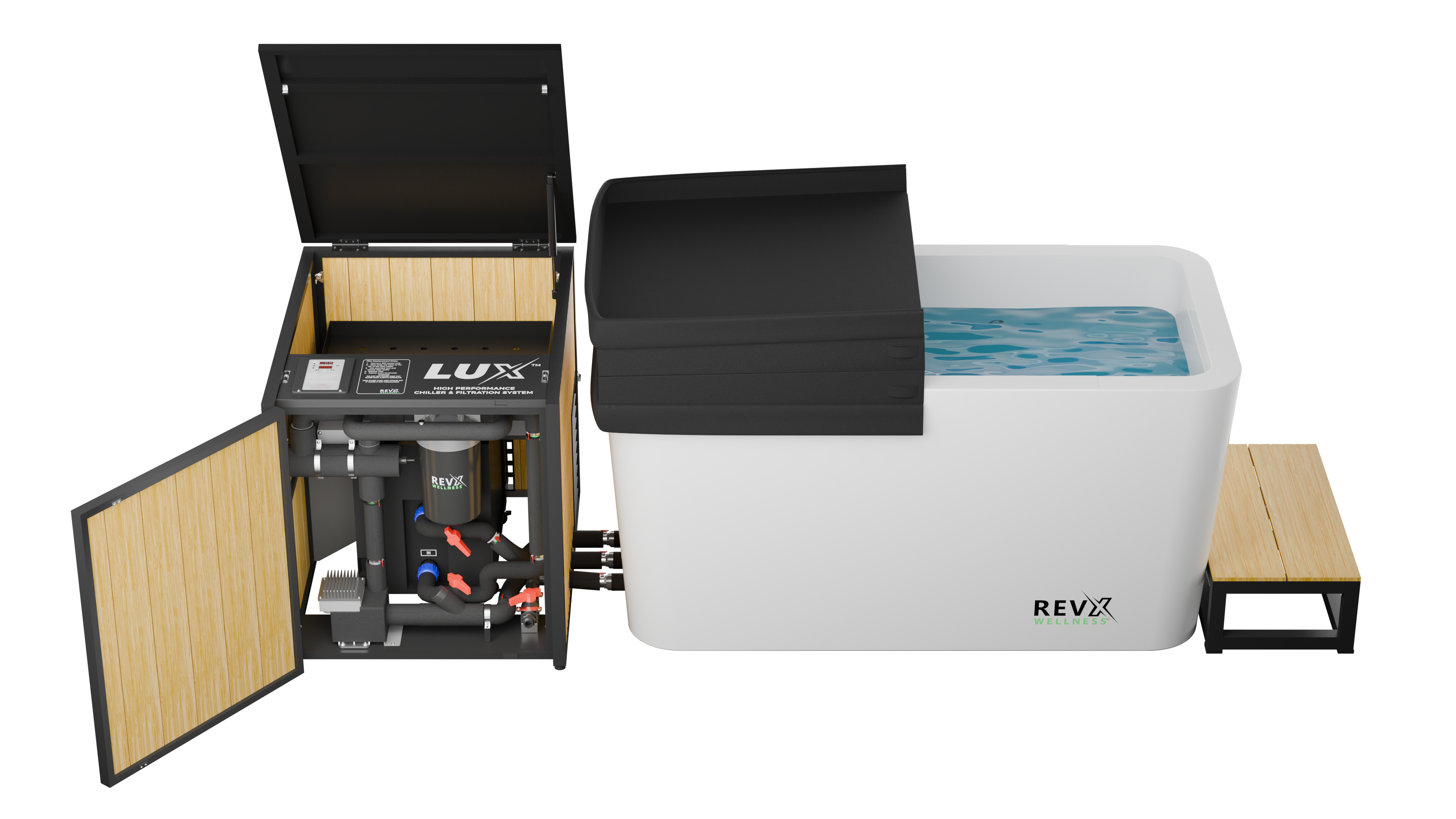 RevX X Tub Acrylic Cold Plunge + LUX Chiller & Filtration System